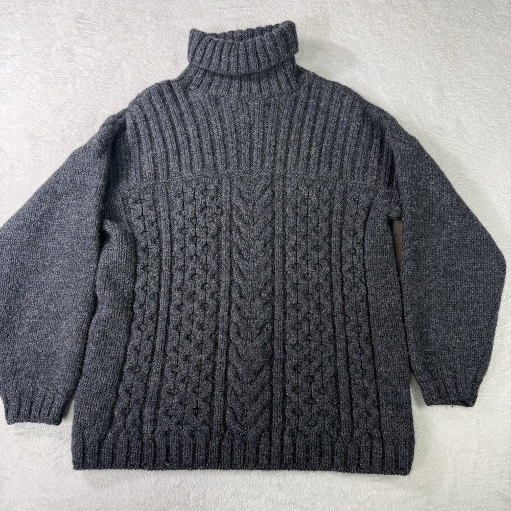Aran Crafts Ireland Wool Cable Knit Sweater Turtleneck Fisherman Womens Small